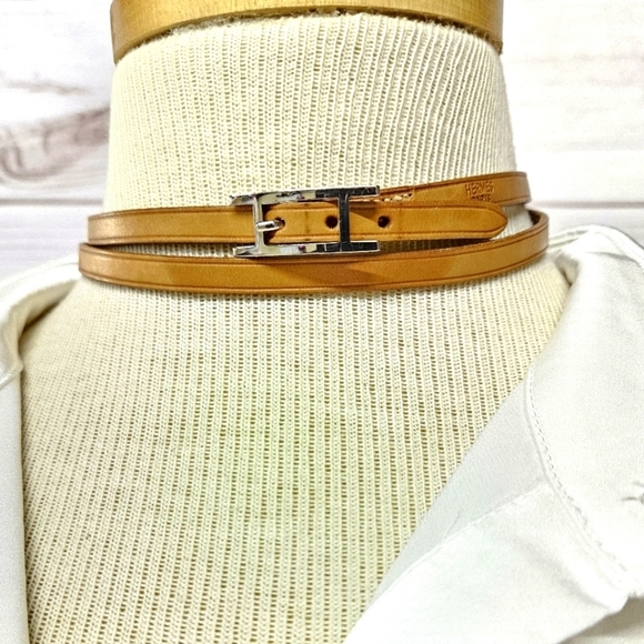 Hermes Hapi 3 Wrap Around Bracelet In Calfskin Leather And Palladium - Picture 11 of 11